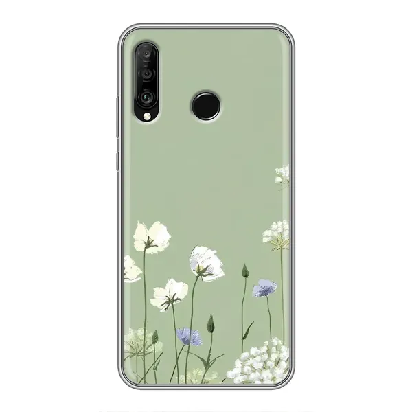 Чехол с принтом «Цветы на зеленом» для Huawei P30 Lite / Nova 4e Чехол с принтом «Цветы на зеленом» для Huawei P30 Lite / Nova 4e