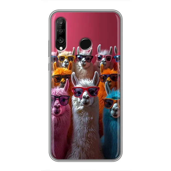 Чехол с принтом «Ламы в очках» для Huawei P30 Lite / Nova 4e