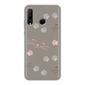 Чехол с рисунком кот на Huawei P30 Lite (Лапы и усы)