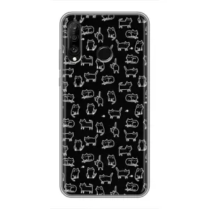Чехол с принтом для Huawei P30 Lite (AlphaPrint) Модные коты (Меленькие котики)
