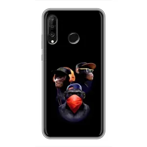 Чохол з Мавпами Huawei P30 Lite - (AlphaPrint) (Три мавпи)