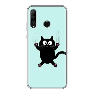 Чехол с принтом для Huawei P30 Lite (AlphaPrint) Модные коты (Падающий кот)