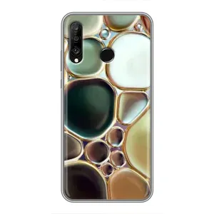 Мраморний чехол на Huawei P30 Lite (VPrint) (Радужний Мрамор)