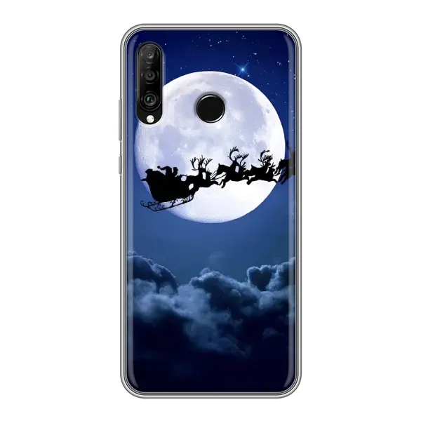 Чехол с принтом «Санта - луна» для Huawei P30 Lite / Nova 4e Чехол с принтом «Санта - луна» для Huawei P30 Lite / Nova 4e