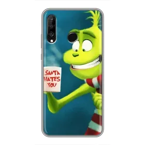 Різдвяні Чохли для Huawei P30 Lite (VPrint) (Зелений Грінч)