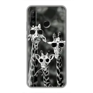 Силіконовий чохол з КАРТИНКАМИ літо для Huawei P30 Lite (AlphaPrint) (Жирафи в окулярах)