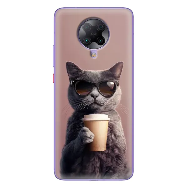 Чехол с принтом «Кот с кофе» для Xiaomi POCO F2 Pro