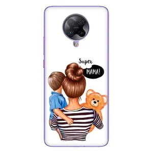 Чехол с печатью для Xiaomi POCO F2 Pro - (Мама с ребенком) (AlphaPrint) (Мама с сыном)