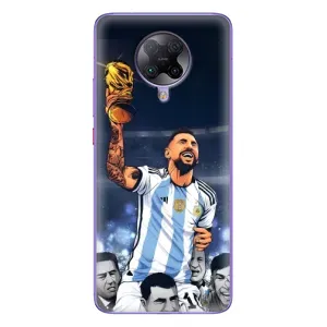 Чехлы для Xiaomi POCO F2 Pro (Leo чемпион) (AlphaPrint) (Месси с кубком)