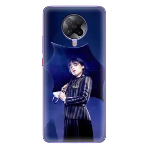 Чехлы Венсдей на Xiaomi POCO F2 Pro Уэнсдей (AlphaPrint) (Уэнздей с зонтом)