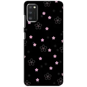 Чехол с розовым рисунком для Xiaomi POCO M3 (Розовые цветы на черном)