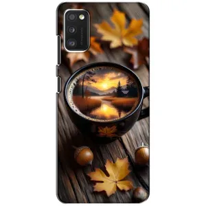 Чехол с уникальным дизайном «Осень с кофе» для Xiaomi POCO M3 (Темный кофе)