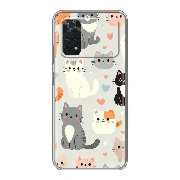 Чехол с принтом «Коллаж котов» для Xiaomi POCO M4 Pro 4G