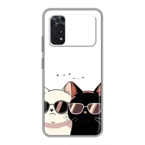 Чехол с рисунком кот на Xiaomi POCO M4 Pro 4G (Коты в очках)