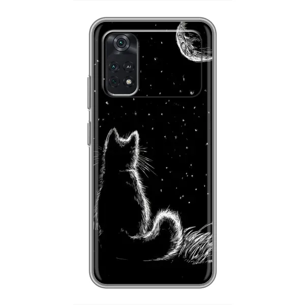 Чохол з принтом «Котик і місяць» для Xiaomi POCO M4 Pro 4G