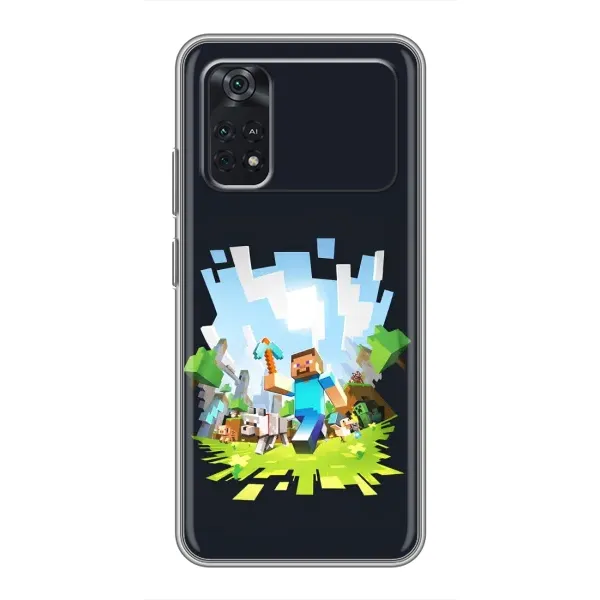 Чохол з принтом «персонажі Minecraft» для Xiaomi POCO M4 Pro 4G