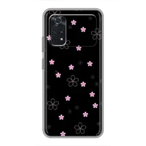 Чохол з розовим принтом для Xiaomi POCO M4 Pro 4G (Рожеві квіти на чорному)