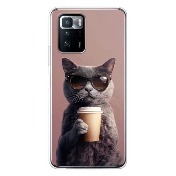 Чохол з принтом «Кіт з кавою» для Xiaomi POCO X3 GT Чохол з принтом «Кіт з кавою» для Xiaomi POCO X3 GT