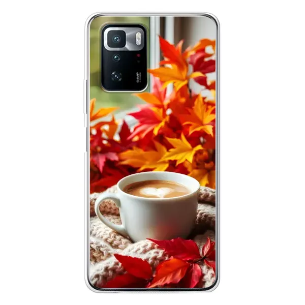 Чехол с принтом «Кофе и листья» для Xiaomi POCO X3 GT Чехол с принтом «Кофе и листья» для Xiaomi POCO X3 GT