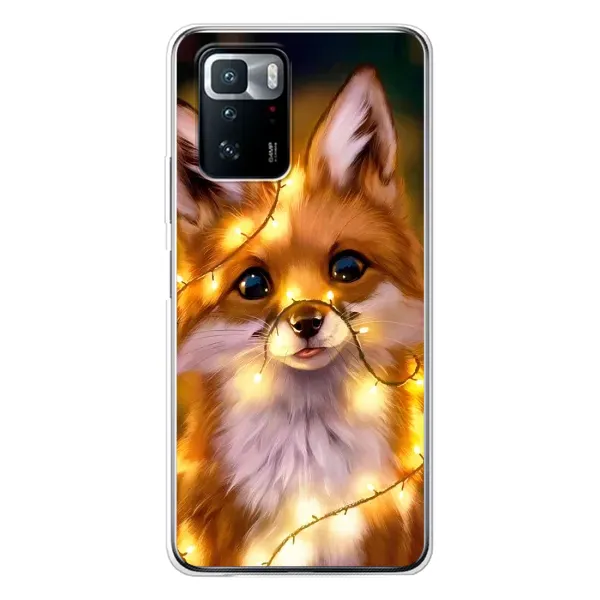 Чехол с принтом «Лисичка в гирляндах» для Xiaomi POCO X3 GT Чехол с принтом «Лисичка в гирляндах» для Xiaomi POCO X3 GT