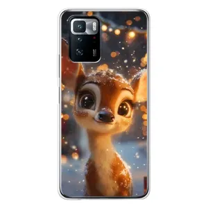 Яскравий чохол для Xiaomi POCO X3 GT з Зимові Оленята (Оленятко серед гірлянд)