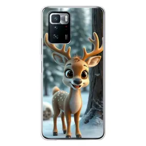 Яскравий чохол для Xiaomi POCO X3 GT з Зимові Оленята (Оленятко в лісі)