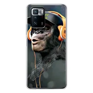 Чохол з Мавпами Xiaomi POCO X3 GT - (AlphaPrint) (В навушниках)