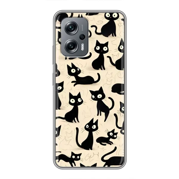 Чохол з принтом «Чорні коти» для Xiaomi POCO X4 GT Чохол з принтом «Чорні коти» для Xiaomi POCO X4 GT