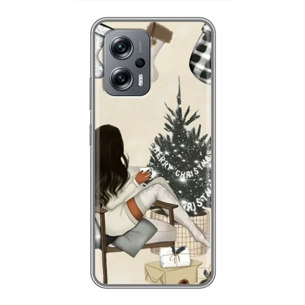 Чехол с принтом «Девушка с елкой» для Xiaomi POCO X4 GT Чехол с принтом «Девушка с елкой» для Xiaomi POCO X4 GT