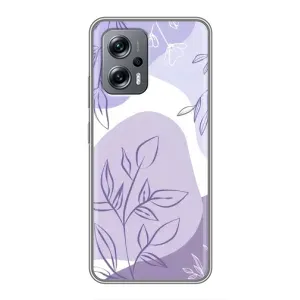 Силконовий чохол з принтом в квітах на Xiaomi POCO X4 GT (Фіолетове листя абстракція)