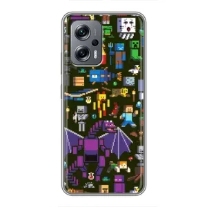 Чехол Майнкрафт на Xiaomi POCO X4 GT (AlphaPrint) Minecraft (Коллаж Майнкрафт)