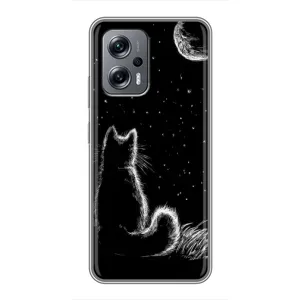 Чохол з принтом для Xiaomi POCO X4 GT (AlphaPrint) Модні коти (Котик і місяць)