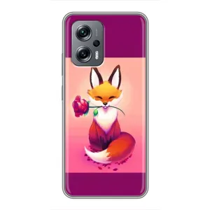 Чехлы с картинкой Лисички для Xiaomi POCO X4 GT (VPrint) (Лисичка с розочкой)