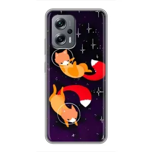 Чехлы с картинкой Лисички для Xiaomi POCO X4 GT (VPrint) (Лисички космонавты)