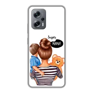 Чехол с печатью для Xiaomi POCO X4 GT - (Мама с ребенком) (AlphaPrint) (Мама с сыном)