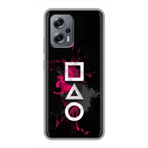 Чехол Гра в кальмара для Xiaomi POCO X4 GT (Символы Игра кальмара)