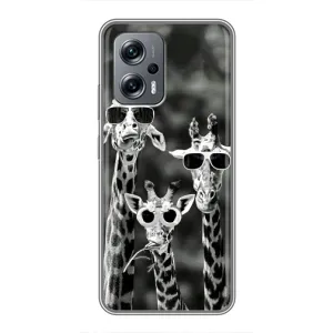 Силіконовий чохол з КАРТИНКАМИ літо для Xiaomi POCO X4 GT (AlphaPrint) (Жирафи в окулярах)