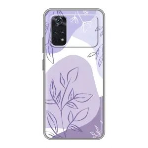 Силконовий чохол з принтом в квітах на Xiaomi POCO X4 Pro 5G (Фіолетове листя абстракція)