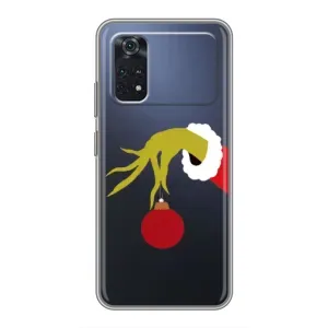 Зимні Чохли для Поко Х4 Про 5G - прозорий фон (Грінч з іграшкою)