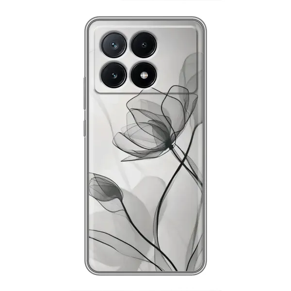 Чехол с принтом «Черные цветы» для Xiaomi POCO X6 Pro (5G)