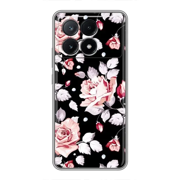 Чохол з принтом «Квіти на чорному» для Xiaomi POCO X6 Pro (5G)