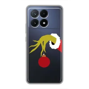 Зимні Чохли для ПОКО Х6 Про (5G) - прозорий фон (Грінч з іграшкою)