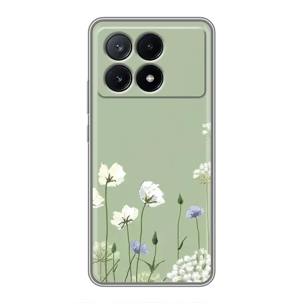 Чехол с принтом «Цветы на зеленом» для Xiaomi POCO X6 Pro (5G)