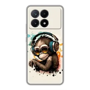 Чохол з Мавпами Xiaomi POCO X6 Pro (5G) - (AlphaPrint) (Макака в навушниках)