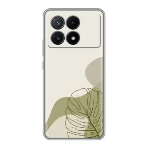 Силиконовый чехол с принтом в цветах на Xiaomi POCO X6 Pro (5G) (Зеленая монстера дизайн)