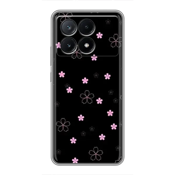 Чохол з принтом «Рожеві квіти на чорному» для Xiaomi POCO X6 Pro (5G)
