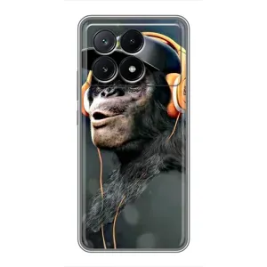 Чохол з Мавпами Xiaomi POCO X6 Pro (5G) - (AlphaPrint) (В навушниках)