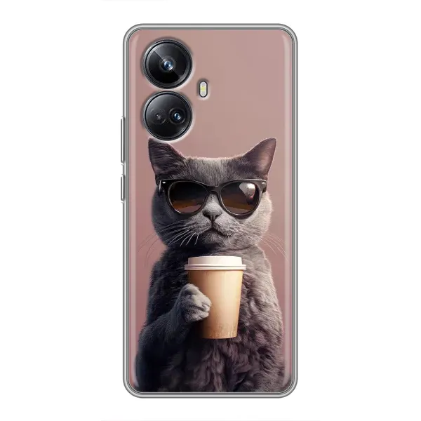 Чехол с принтом «Кот с кофе» для Realme 10 Pro Plus Чехол с принтом «Кот с кофе» для Realme 10 Pro Plus