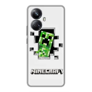 Чехол Майнкрафт на Realme 10 Pro Plus (AlphaPrint) Minecraft (крипер Майнкрафт)