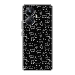 Чехол с принтом для Realme 10 Pro Plus (AlphaPrint) Модные коты (Меленькие котики)
